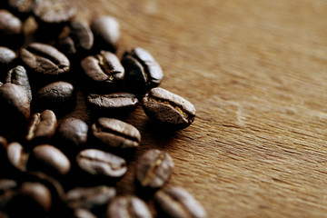 Coffee beans texture background close up