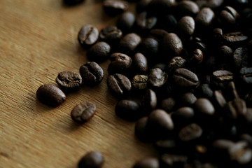 Coffee beans texture background close up