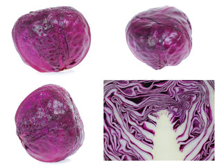 Obraz premium set of red cabbage isolated on white