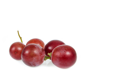copy space red grapes isolated on white background
