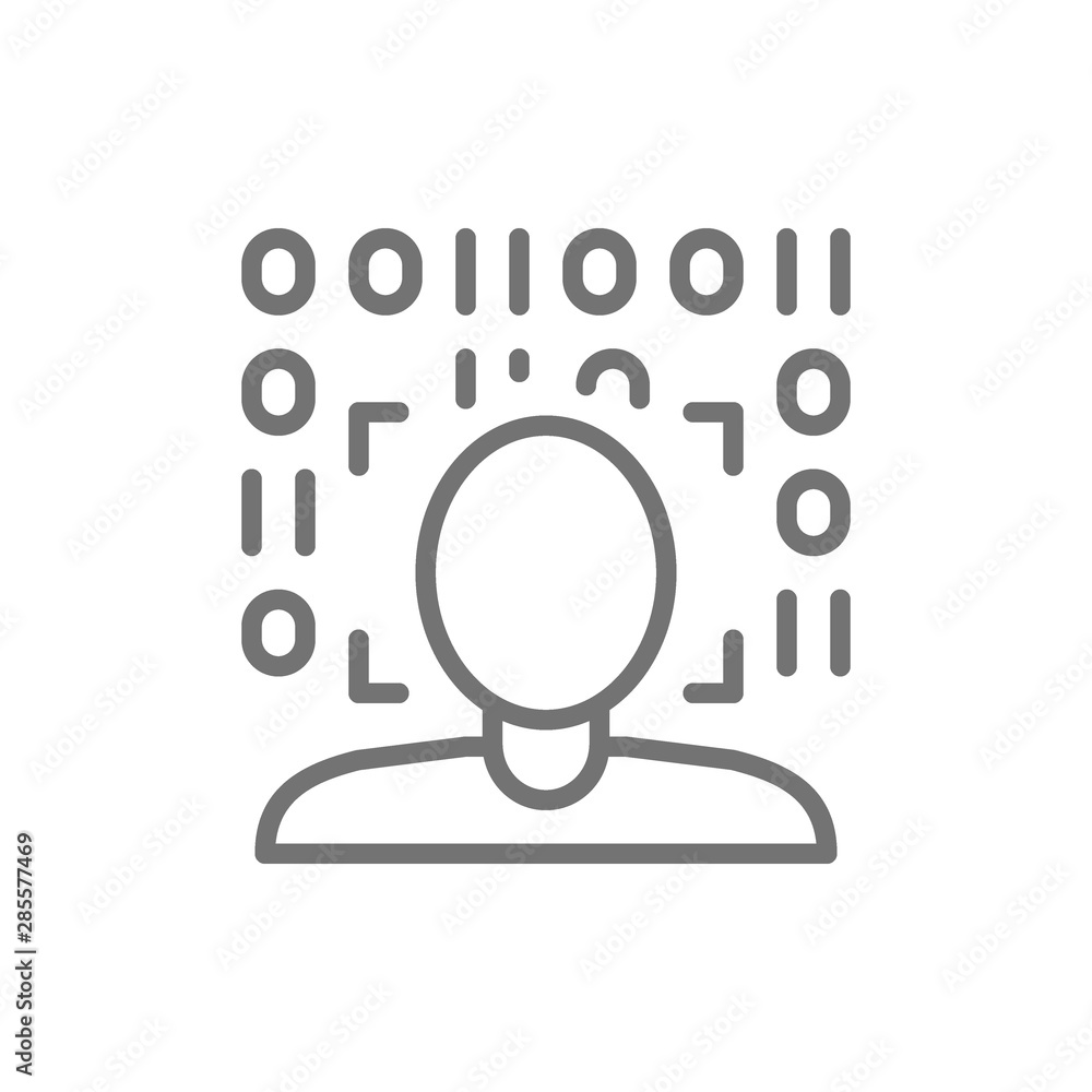 Aufkleber biometric face verification scan line icon. isolated on white background
