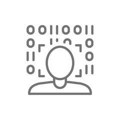Biometric face verification scan line icon. Isolated on white background