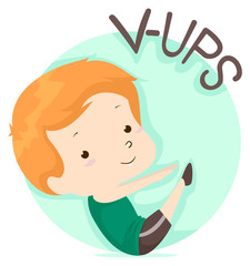 Kid Boy Exercise V Ups Illustration