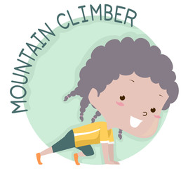 Kid Girl Exercise Mountain Climber Illustration