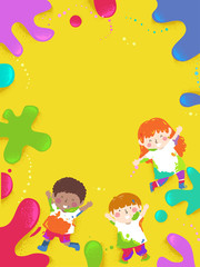 Obraz na płótnie Canvas Kids Color Splats Background Illustration