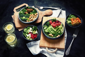Healthy vegetarian dinner table setting