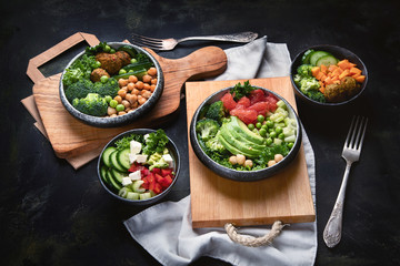 Healthy vegetarian dinner table setting