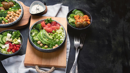 Healthy vegetarian dinner table setting