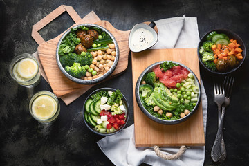 Healthy vegetarian dinner table setting