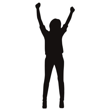 recommend clip art: Happy Woman Raise Their Hands Silhouette