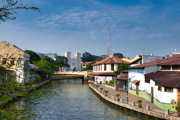 canal in Malacca, Malaysia, asia 