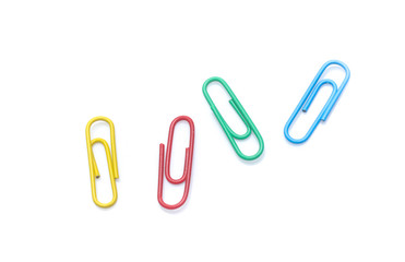 Obraz premium color paperclips on a white background