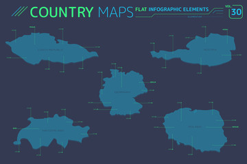 Fototapeta premium Germany, Poland, Czech Republic, Switzerland and Austria Vector Maps