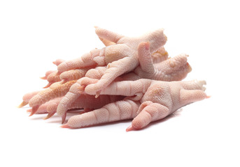Chicken feet on white background
