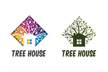 Obraz premium Square Tree House Set of 2
