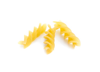 heap of pasta on white background
