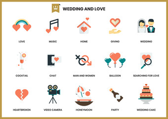 Wedding icons set for business