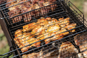 Barbecue made of chicken meat