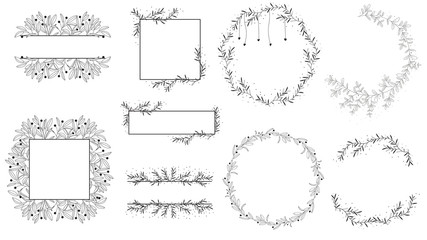 minimal doodle line logo wreath with calligraphy collection
