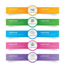 Infographics tab in horizontal paper index with 5 data template. Vector illustration abstract background. Can be used for workflow layout, business step, banner, web design.