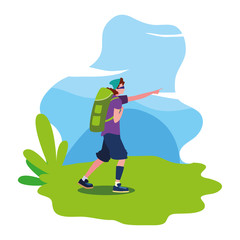 man with backpack walking wanderlust