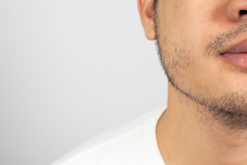 Fototapeta premium Asian man mustache.Closeup.