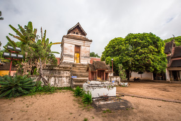 Wat Phra That Lampang Luang - Lampang: 10 August 2019, the atmosphere in the temple, tourists, family groups make merit on weekends, in the area near Lampang city, Thailand