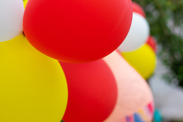 Colorful Balloons Tied Together, Background, Selective focus.
