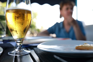 Glass of light beer