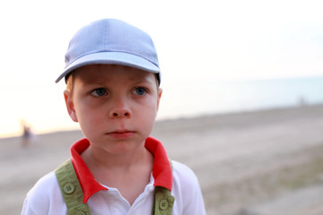 Child on background of Sea of Azov