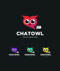 Cute colorful owl chat bubble app logo collection