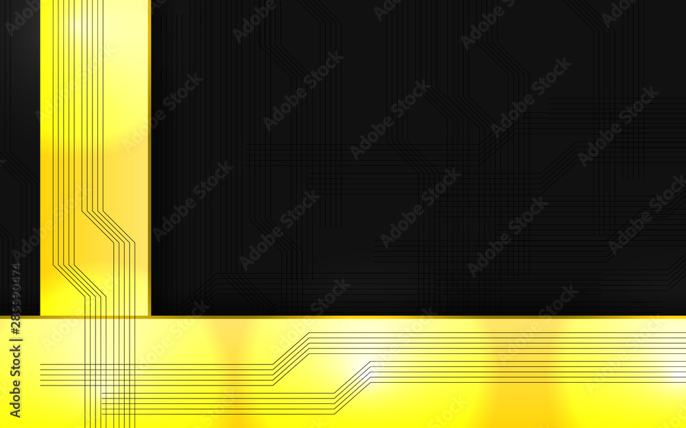 Aufkleber abstract 3d metallic yellow and black frame layout design tech innovation concept geometric backgrou