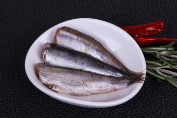 Anchovy fish snack in the bowl
