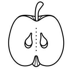 half apple icon in outline style