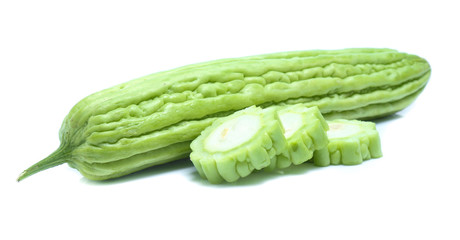 Bitter melon or  Bitter gourd on white background