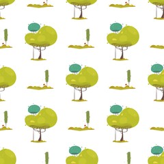 Eco Friendly Seamless Pattern with Green Trees