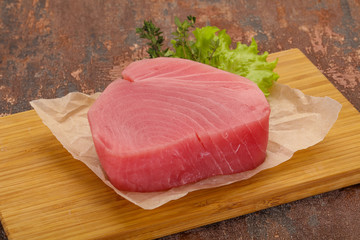 Raw tuna steak