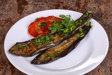 Grilled eggplant with bell pepper