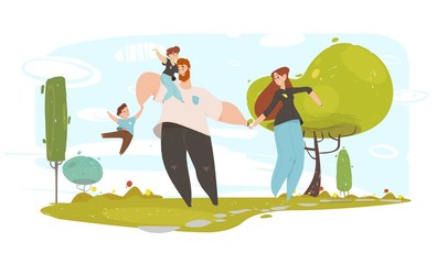 Lovely Craft Family and Happiness Illustration