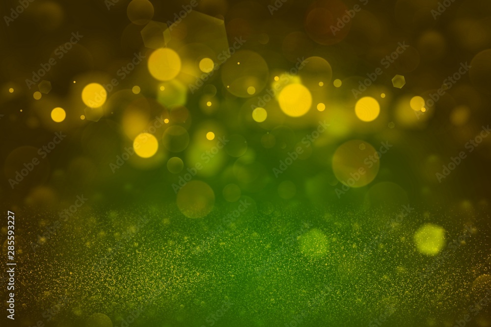 Wall mural pretty bright glitter lights defocused bokeh abstract background, holiday mockup texture with blank 