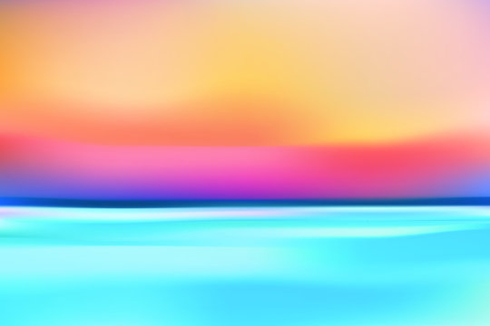 Seascape, blurred background, futuristic wallpaper, abstract design. Realistic vector illustration.
