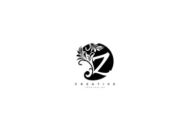 Monogram Flourish Badge Initial Letter Z Logo