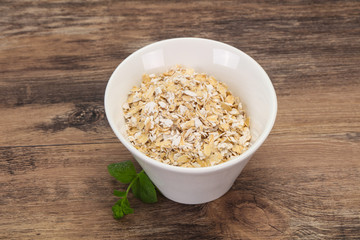 Raw oats in the bowl