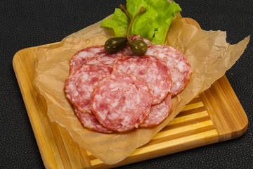 Spanish Salchichon sausage with salad
