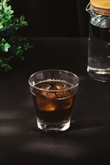 Iced coffee or cold brew coffee in a glass