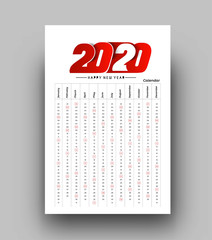 Happy new year 2020 Calendar - New Year Holiday design elements for holiday cards