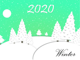 Beautiful Snowy Winter Christmas Scenery Vector for Designs Web Design Banner Poster etc. 