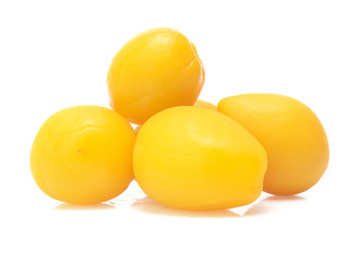 peach halves isolated on white background