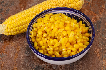 Young corn seeds in the bowl