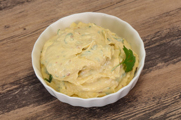 Hummus snack with olive oil